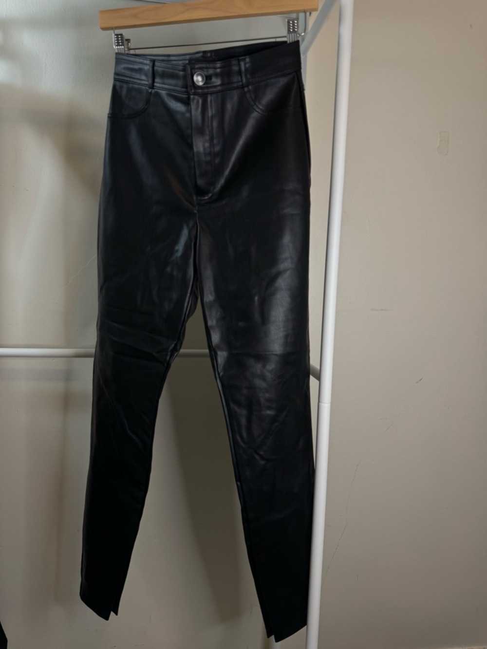 Zara Black Faux Leather Skinny Pants